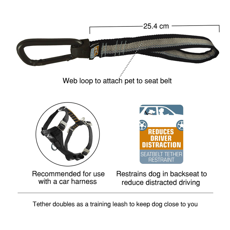 Kurgo Seatbelt Tether, Pet Safety Tether with Carabiner, Works with any Pet Harness, Universal Fit, Black/Grey Medium - PawsPlanet Australia