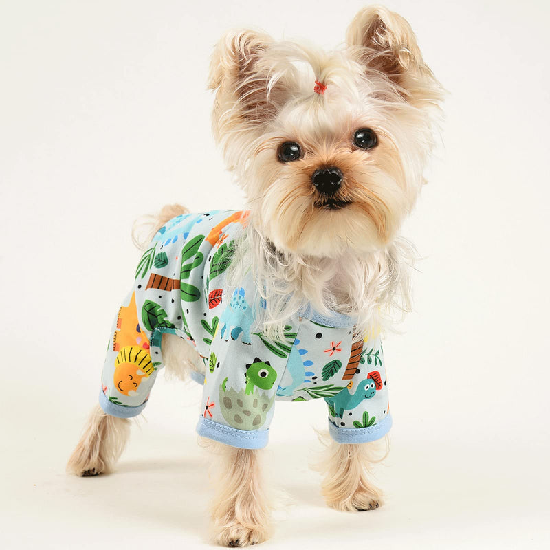 Dinosaur Dog Pajamas Soft Pet Puppy Jammies Pjs Cute Doggie Onesie for Small Dogs Pets Clothes,Size XS, for Summer Spring X-Small Dinosaur - PawsPlanet Australia