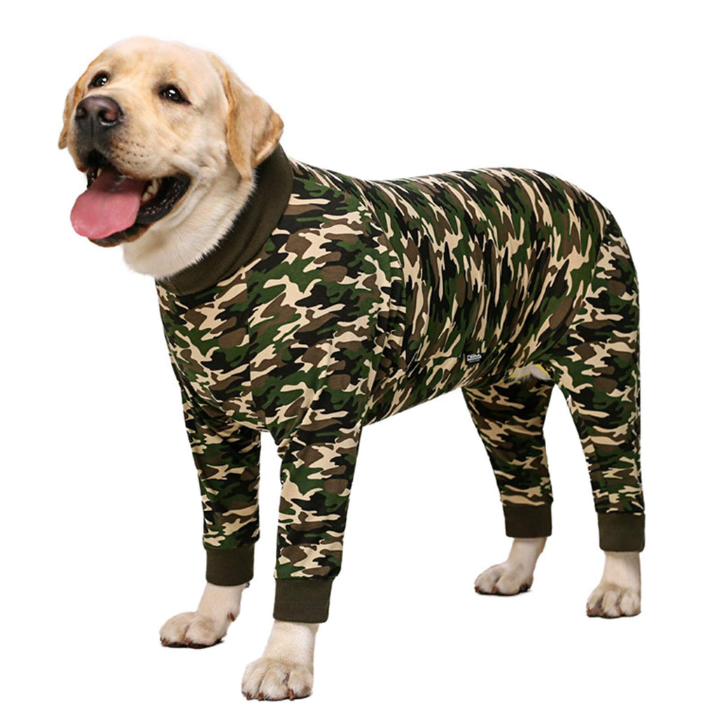 Dog Clothes, Beautiful Elastic Dog Pajamas Sleepwear Anti-Hair Dustproof Four Legged Jumpsuit Clothes for Medium Dogs Large Dogs (26, Green, Camouflage) 26#:Back Length:14.9in Green - PawsPlanet Australia