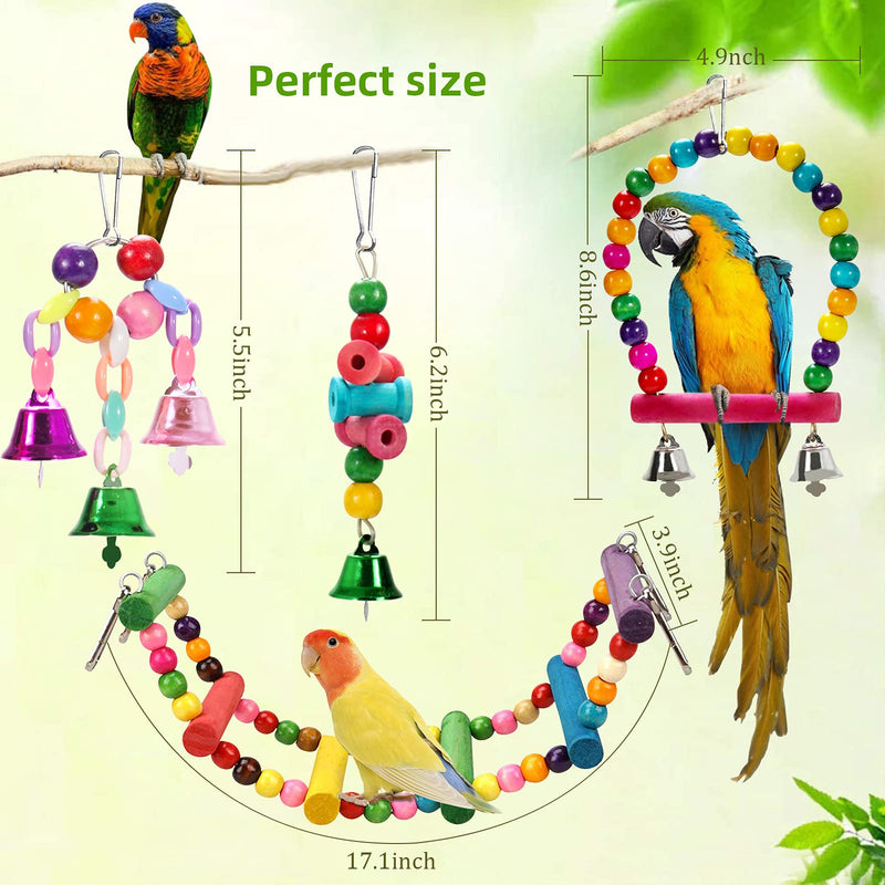 Bird Toys Parrot Toys Parakeet Cage Accessories, Parrot Swing Chewing Toys for Small Cockatiels, Macaws, Parrots, Love Birds, Finches Parakeet Toys Bird Cage Accessories 6PC - PawsPlanet Australia