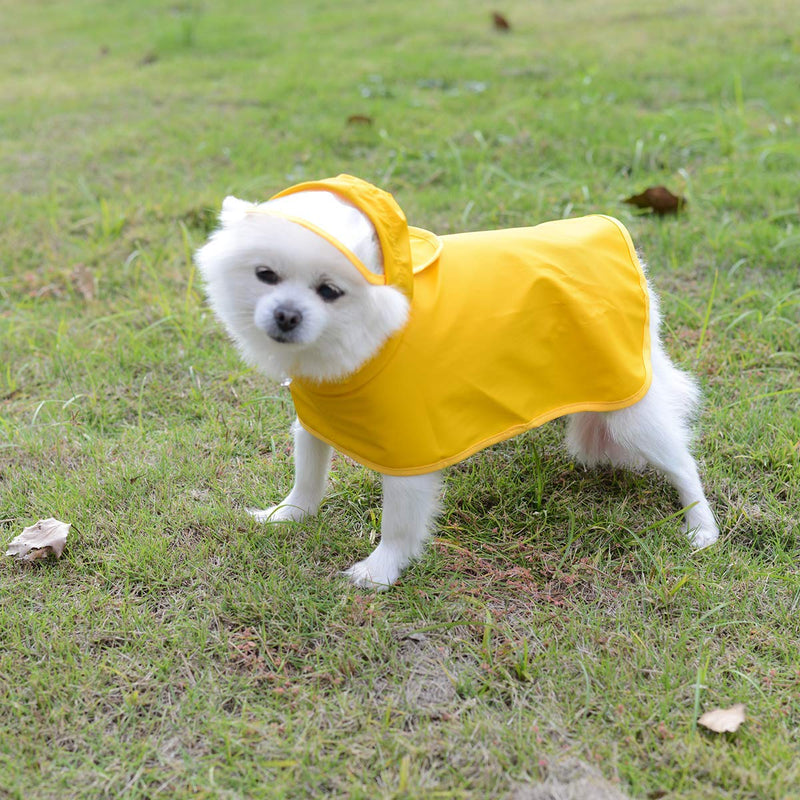 Yellow Dog Raincoat Puppy Waterproof Jacket with Hood & Leash Hole Transparent Brim Lightweight Breathable Adjustable Dog Rain Poncho for Small Medium Dogs - Belly Straps Buckle Easy to Wear Rain Coat - PawsPlanet Australia