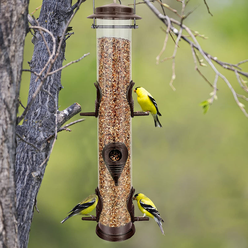 Urban Deco Metal Bird Feeder Tube Hanging Feeders Wild Bird Seed Feeder Heavy Duty Metal 6 Port Bird Feeders with Steel Hanger Weatherproof and Water Resistant Great for Attracting Birds (Coffee) Coffee - PawsPlanet Australia