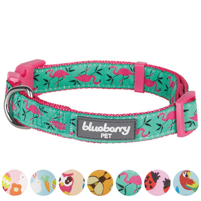 [Australia] - Blueberry Pet Essentials 10 Patterns Zoo Fun Dog Collars, Harnesses or Leashes Regular Collar - Large Pink Flamingo 