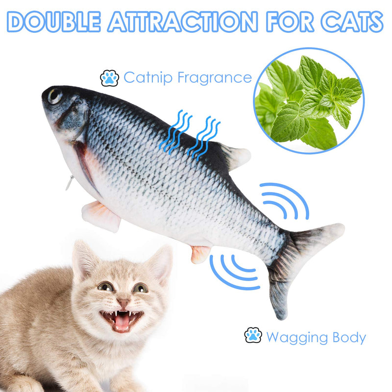 Ruolan Tiny Tuna Cat Toy,Electric Floppy Fish Cat Toy,Moving Fish Catnip Kicker Toys，Realistic Plush Simulation Smarter Wagging Fish Catnip Toys, Motion Kitten Toy,USB Charged Blue - PawsPlanet Australia