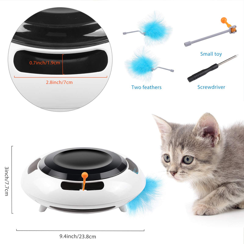 G.C Interactive Cat Toy Kitten Toys for Indoor Cats Electronic UFO Automatic Cat Feather Toys for Cats Kitten Pet, 2 Speed Modes white - PawsPlanet Australia