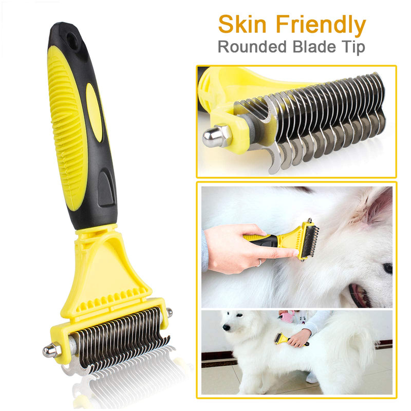 morpilot Dog Comb, Dog Dematting Comb Tool - 23+12 Double Sided Teeth Blade Dog Undercoat Rake Comb, Dog Combs for Grooming, Pet Dog Grooming Comb Brush- Removes Easy Knots, Mats and Tangled Hair - PawsPlanet Australia