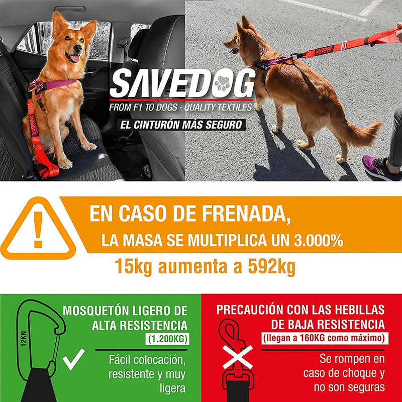 PONSA SAVEDOG. Dog seat belt. The safest harness on the market. Load capacity 1,000KG. Meets ISO 27955:2010 requirements. Ref.027172050102 volume - PawsPlanet Australia
