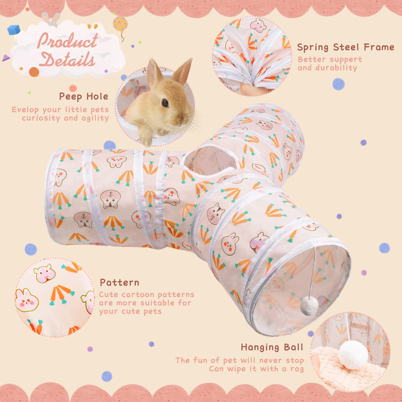 YUEPET Bunny Tunnels 3 Way Play Tubes Collapsible Rabbits Toys Small Animal Hideout for Rabbits Bunny Guinea Pigs Chinchilla Sugar Glider - PawsPlanet Australia