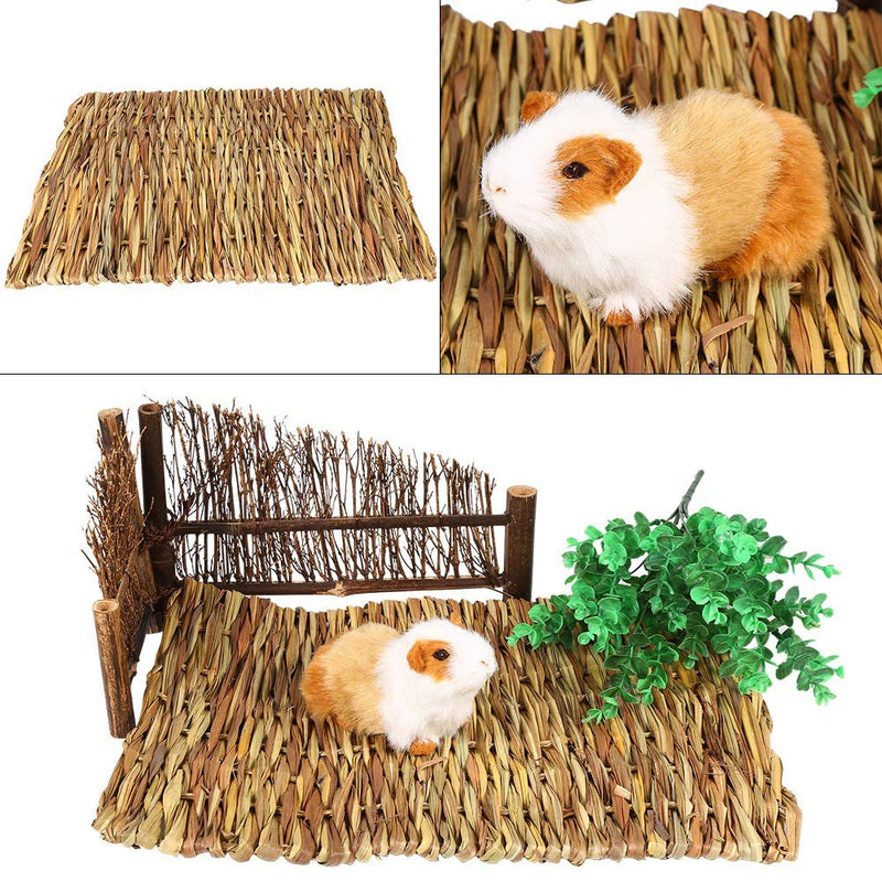 GLOGLOW 2 sizes small animal hand spun grass mats non-toxic rabbit chew toy mats bed edible hand pet grass pads knits (L) reusable packaging L - PawsPlanet Australia