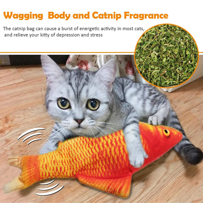 Electric Catnip Fish Toys, Flipping Fish Cat Toy for Cats, Interactive Fish Cat Toy with Catnip Toys Realistic Moving Cat Kicker Fish, Simulation Plush Fish Shape Toy Doll for Cats Kitten (2 PACK) Carp+Red carp - PawsPlanet Australia