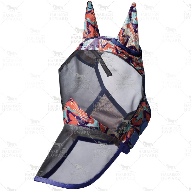 Harrison Howard LumiVista Horse Fly Mask Long Nose with Ears UV Protection for Horse-Abstract Graffiti(M; Cob) Cob (Medium) Abstract Graffiti - PawsPlanet Australia