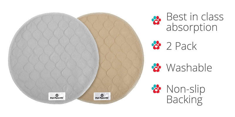 [Australia] - Pet Parents Pawtect Pads Washable Dog Pee Pads (2pack) of Premium Pee Pads for Dogs, Waterproof Training Pads for Dogs & Reusable Dog Pee Pads! Whelping Pads & Modern Puppy Pads! 17" Round (2pack) Natural 