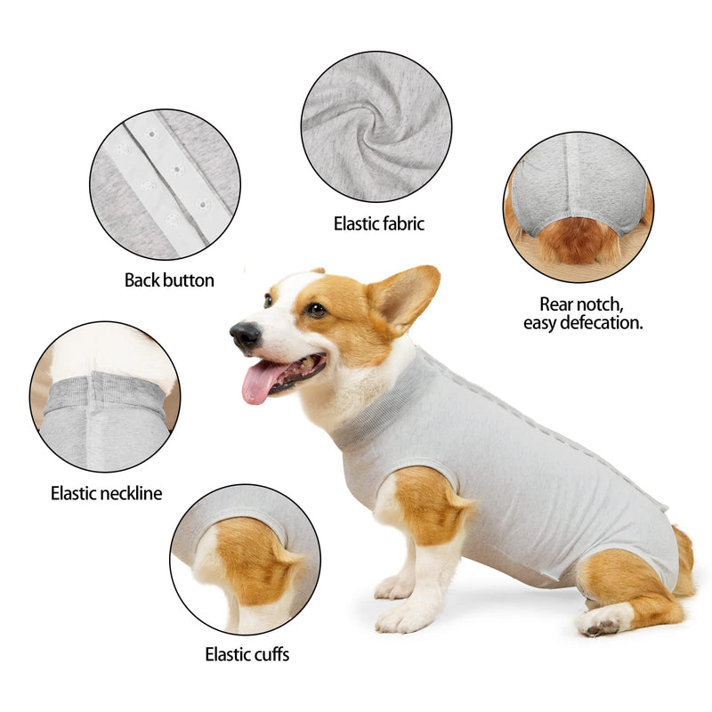 HEYWEAN Dog Bodysuit After Surgery Castration Wound Protection Suits for Dogs, Professional Pet Recovery Suit Dog Medical Shirt, Body Suit after Surgery Dog Pet Surgical Suit for Dogs XL (Pack of 1) Light Gray - PawsPlanet Australia