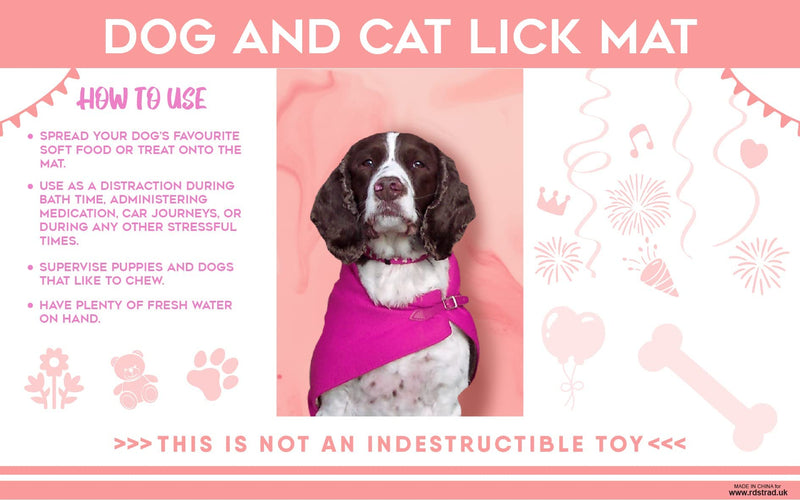 Lick Mat for Dogs - Pink - Large (18cm) - Multi-Section Dog Bowl - Food Safe - Suction Pads for Grooming Bathing - Dishwasher Safe - Use with Dog Peanut Butter, Liver , Yoghurt. Gravy - PawsPlanet Australia