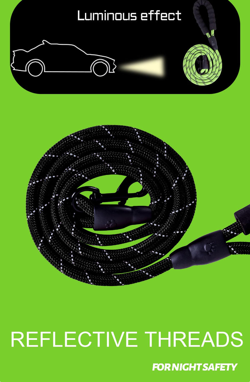 GLORYPET Dog Leash Heavy Duty, 5FT/6 FT Dog Leashes for Small Puppy Medium Large Breed Dogs with Comfortable Handle, Reflective Rope Pet Leash for Night Safety Walking (5 FT- 1/2", Green) - PawsPlanet Australia