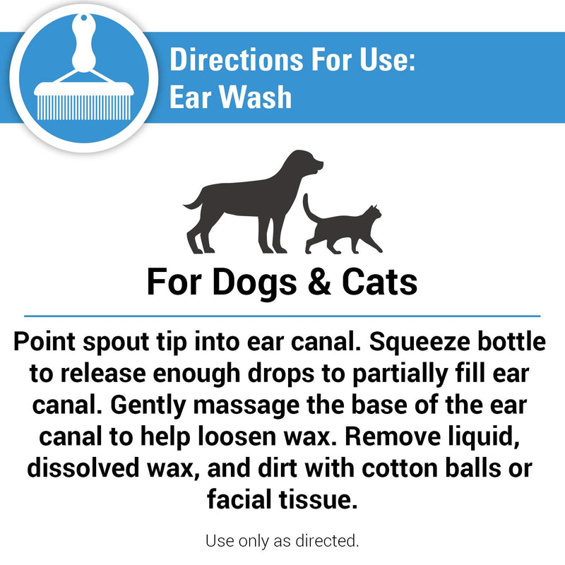 Vet Classics Ear Wash Liquid Formula for Dogs & Cats – Pet Ear Wash Formula Cleans Dog, Cat Ear Canals – Includes Aloe, Tea Tree Oil – Helps Remove Pet Ear Wax, Dirt, Debris – 4 Oz. - PawsPlanet Australia