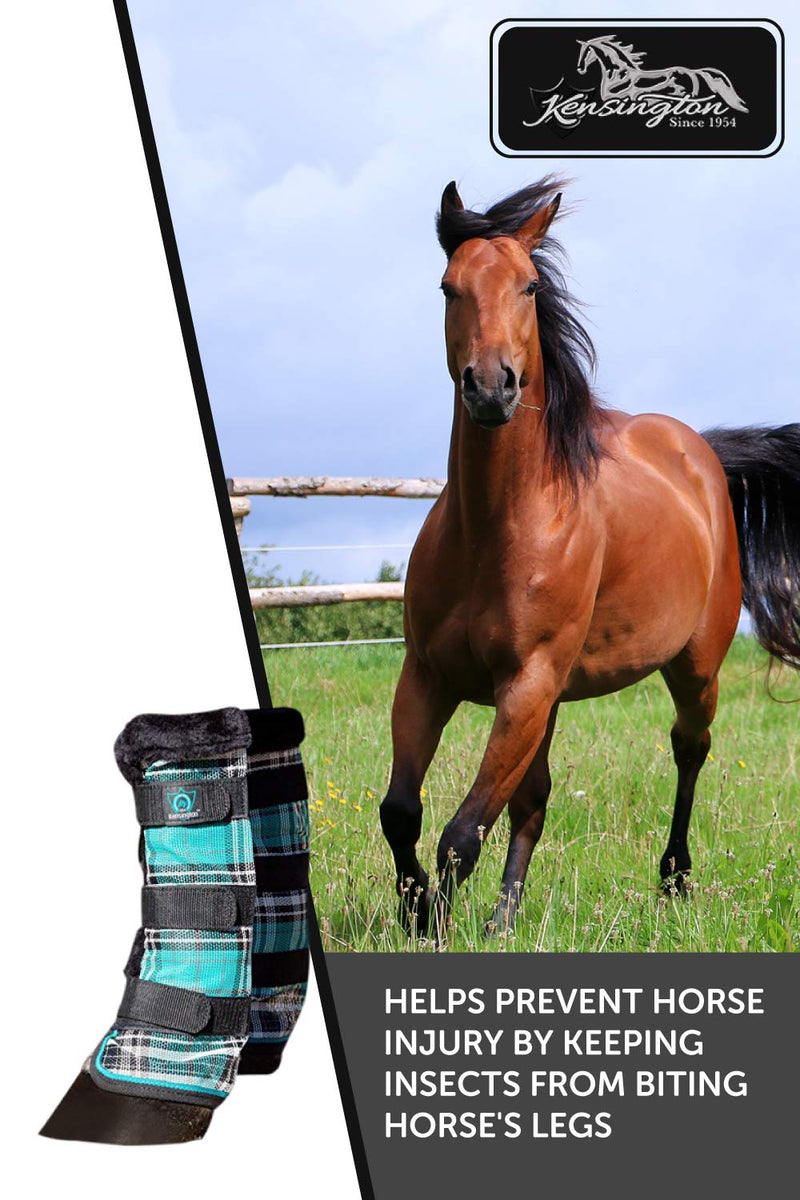 [Australia] - Kensington Protective Products Horse Fly Boots - Fleece Trimmed - Stay-Up Technology - Protection from Insect Bites and UV Rays - Sold in Pairs (2 Boots) Large Deluxe Black 