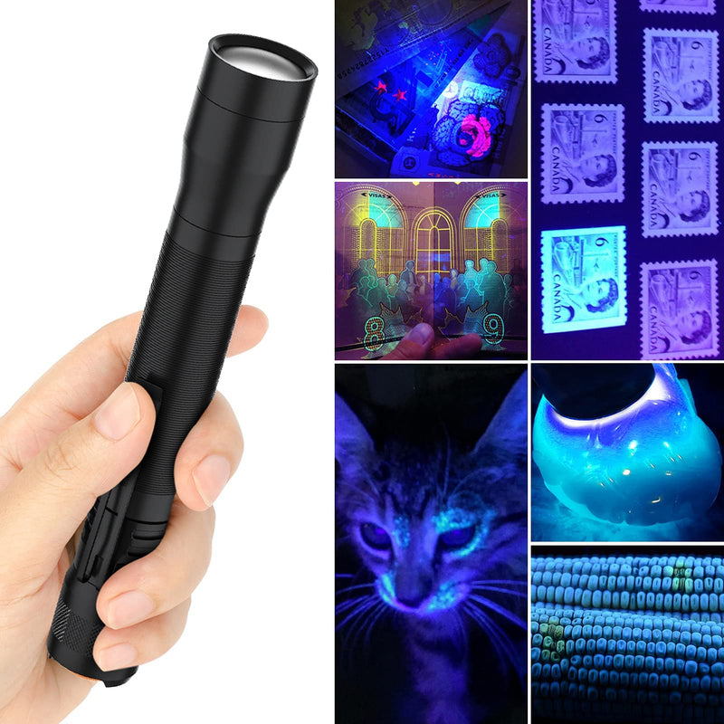 lzndeal UV Pen Flashlight UV365nm Black Light with Clip Portable 5W 3 Modes IPX5 Waterproof High Power UV Light for Resin Glue Curing Light, Rocks,Mineral Glowing, Pet Urine Detector,Battery Included 5 W-uv365nm-us - PawsPlanet Australia