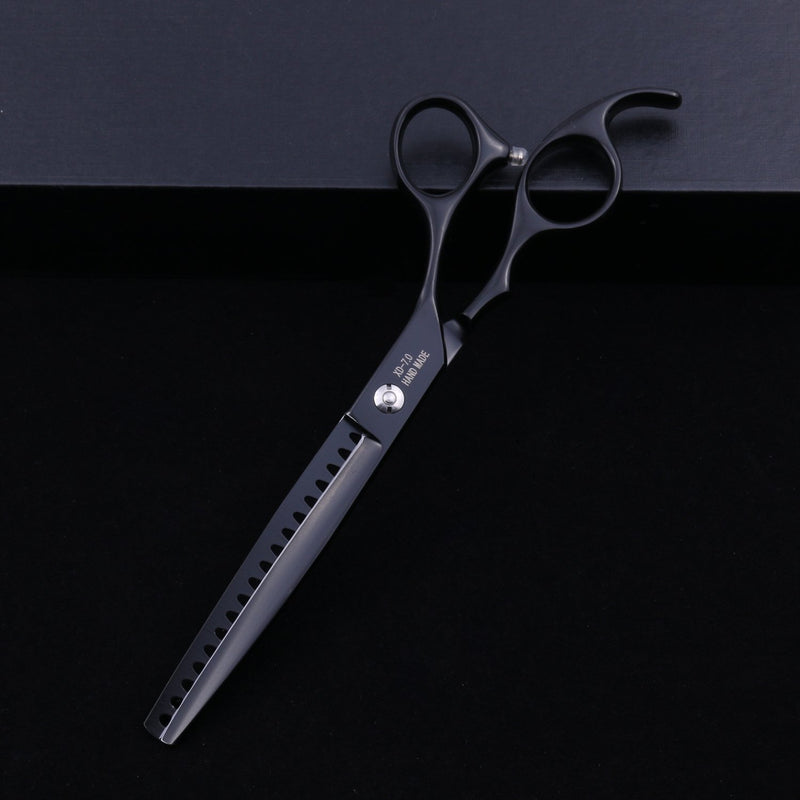 [Australia] - Purple Dragon 7.0" Professional Pet Grooming Scissors - Dog Chunker Shears - Adult Animal Thinning/Blending Hair Trimmer for Pet Groomer or Family DIY black 