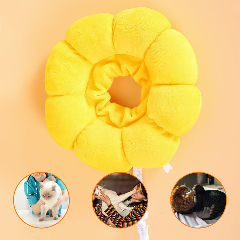 1 Piece Sunflower Collar with 2 Pieces Silicone Bath Brush, Adjustable Collar, Cat Surgery Recovery Collar, Soft Pet Collar - PawsPlanet Australia