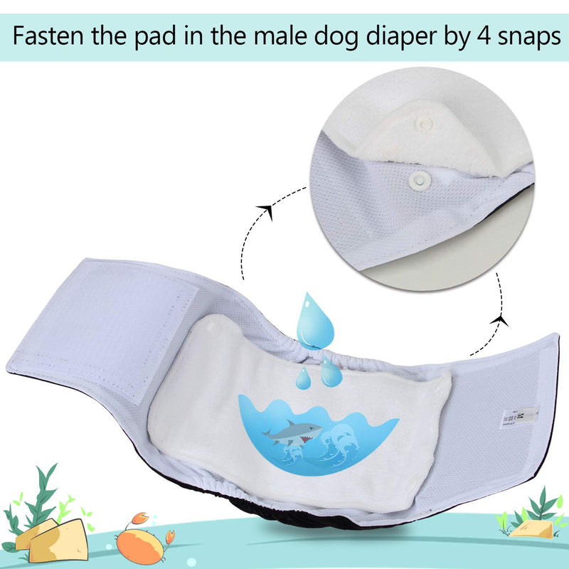 [Australia] - LUXJA Reusable Male Dog Diaper Pads (6 Pack) XS: 7" x 3" 