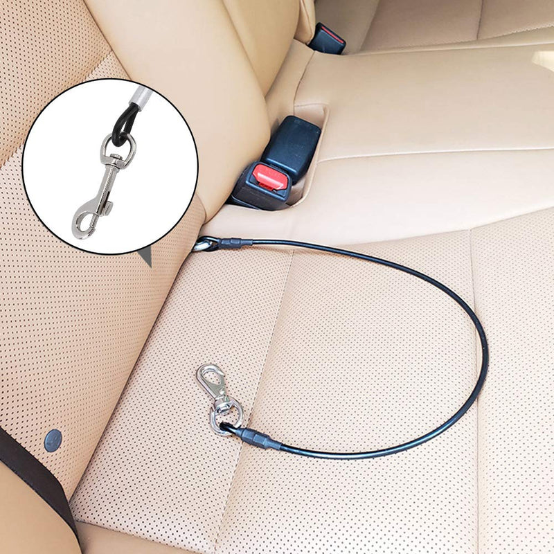 YUIP Chew Proof Dog Car Seatbelt Safety Restraint Pet No-Chew Tether Cable Stainless Steel Dog Leashes Rope Puppy Vehicle Seat Belt with Double Clip and Latch Attachment - PawsPlanet Australia