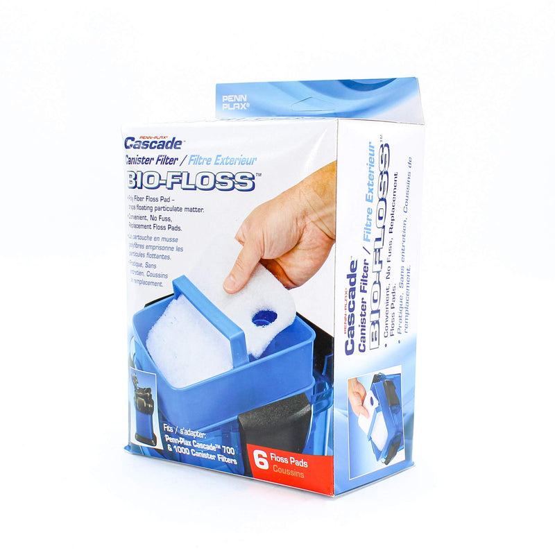 [Australia] - Penn Plax Cascade Bio-Floss Replacement Poly Fiber Floss Pads for Various Cascade Canister Aquarium Filters (500, 700/1000, and 1200/1500) – 6 Pack Cascade 700 or 1000 Canister Filters 