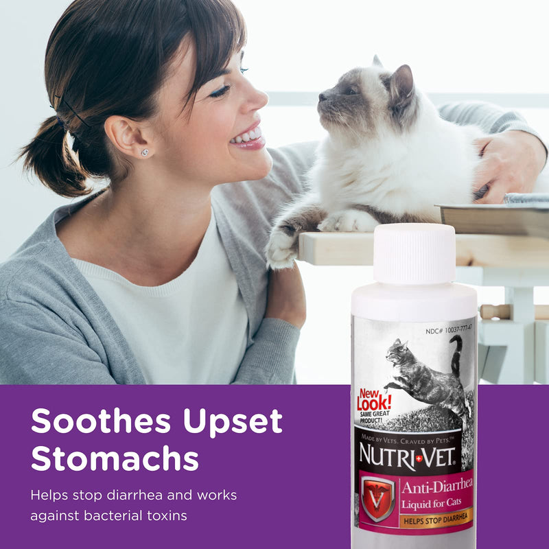 Nutri-Vet Anti-Diarrhea Liquid for Cats | Detoxifying Agent Works Against Bacterial Toxins | Helps Sooth Upset Stomach and Stop Diarrhea | 4oz 4 FZ - PawsPlanet Australia