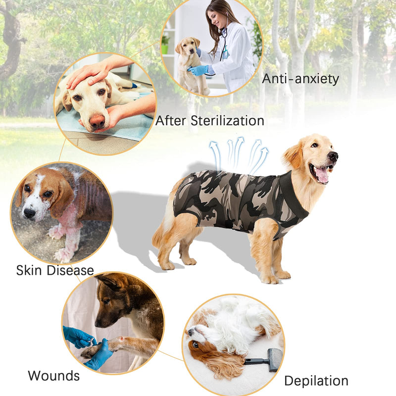 Hipet Dog Surgical Recovery Suit for Abdominal Wounds or Skin Diseases, Dog Onesie for Surgery E-Collar & Cone Alternative Anti-Biting Lick Wound (XS, Camouflage) XS - PawsPlanet Australia