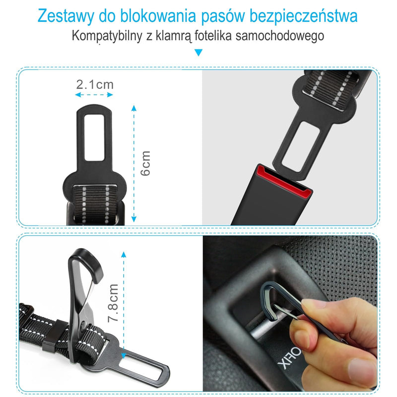 EASERIA dog belt for the car, premium dog seat belt, elastic dog seat belt with cushioning, adjustable length 54-72-90cm, for small and medium dogs and all car types, black - PawsPlanet Australia