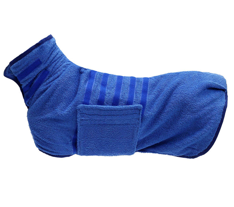 Pet towel microfibre dog bath robe anxiety relief jacket vest design keep calm wrap vest fit for xs small medium large dogs - Blue - S - PawsPlanet Australia