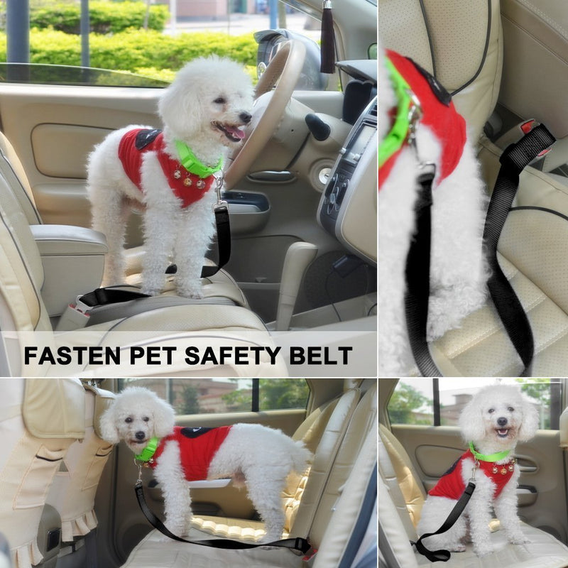 KEKU Adjustable Pet Seat Belt, Dog Cat Car Safety Seat Belt Harness Adjustable Leads Harness for Cars Vehicle, 2 Pack - PawsPlanet Australia