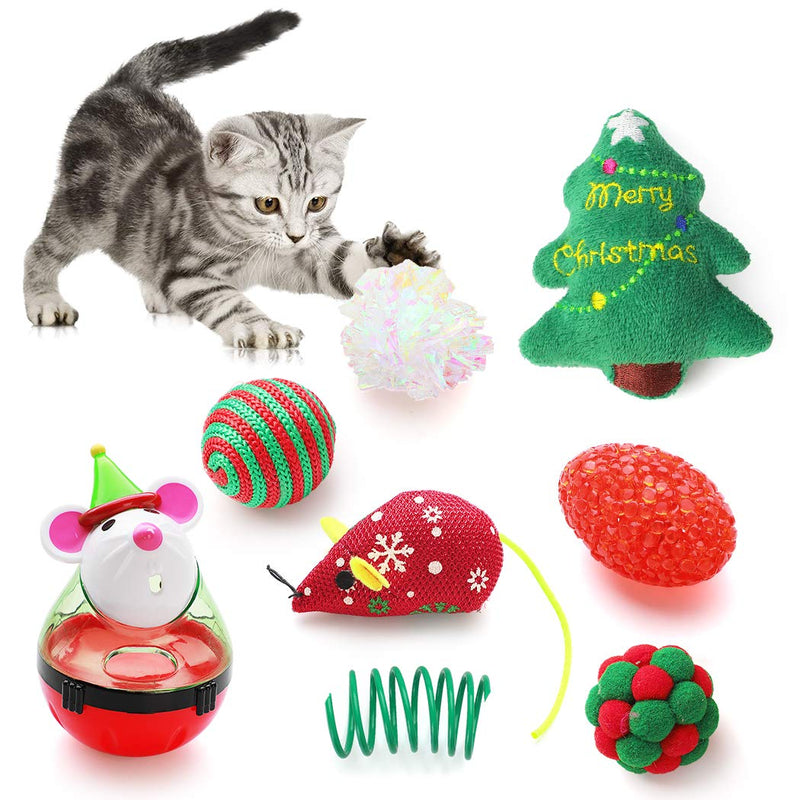 Legendog Christmas Cat Toys 8Pcs Cat Xmas Toys Set, Cat Toys for Indoor Cats, Interactive Cat Toys Cats Mice Toys Set for Kitty and Cats - PawsPlanet Australia