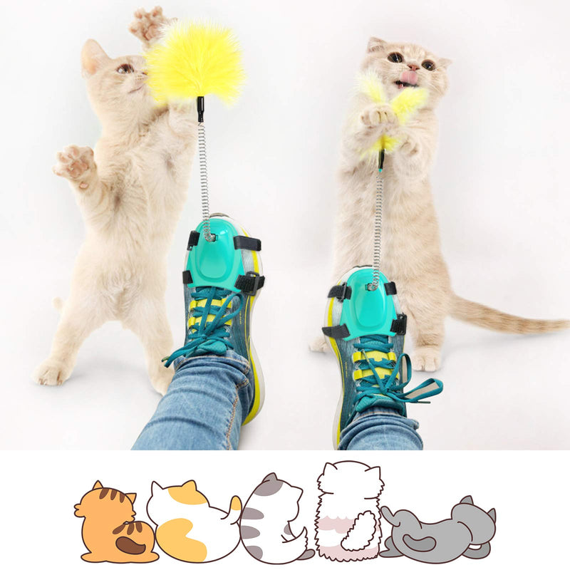 JYPS Cat Toys for Indoor Cats, Cat Feather Toys Interactive, Foot Control Cat Teaser Wand for Kitten and Adult Cat with Refill Feather, Bonus Kitten Toys with Bell and Feathers - PawsPlanet Australia