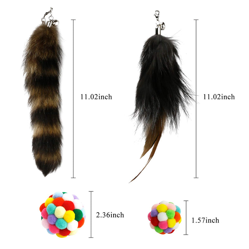 Flying Childhood Cat Wand Toys for Indoor Cats, Interactive Cat Kitten Feather Mice Toy, Set of 1 Cat Teaser, 2 Replacements Bundle with 2 Balls with Bells, 5 Pack - PawsPlanet Australia