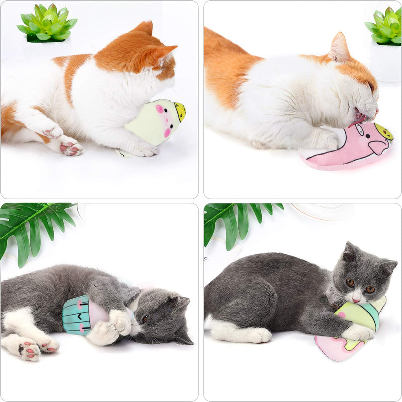 Legendog Catnip Toys for Cats Chew Toy - 5PCS Pillows Cat Toys for Indoor and Interactive Cat Soft Toy Catnip for Kitten|Cat Teething Toys with Adorable Animal Face - PawsPlanet Australia