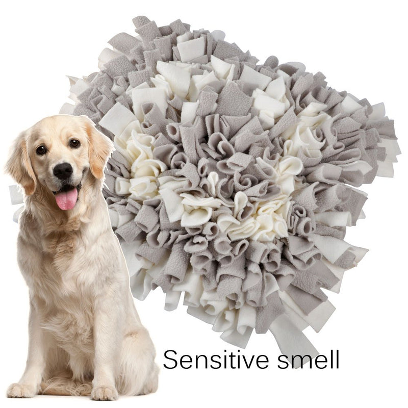 MyfatBOSS Pet Dog Snuffle Mat with Free Laundry Bag, Machine Washable Woven Dog Sniffing Pad, Flower Shape Snuffle Mat for Dogs, for Foraging Skill, Stress Release (30cmx30cm) (Grey&White) Grey&White - PawsPlanet Australia