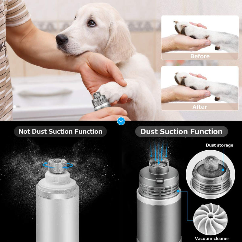 Beuras Dog Nail Grinder and Trimmer kit - Safe & Humane Stepless Speed Electric with Dust Suction Device Rechargeable & Painless Paws, Dog Claw Care Grooming & Smoothing for Most Dogs Cats Pets - PawsPlanet Australia