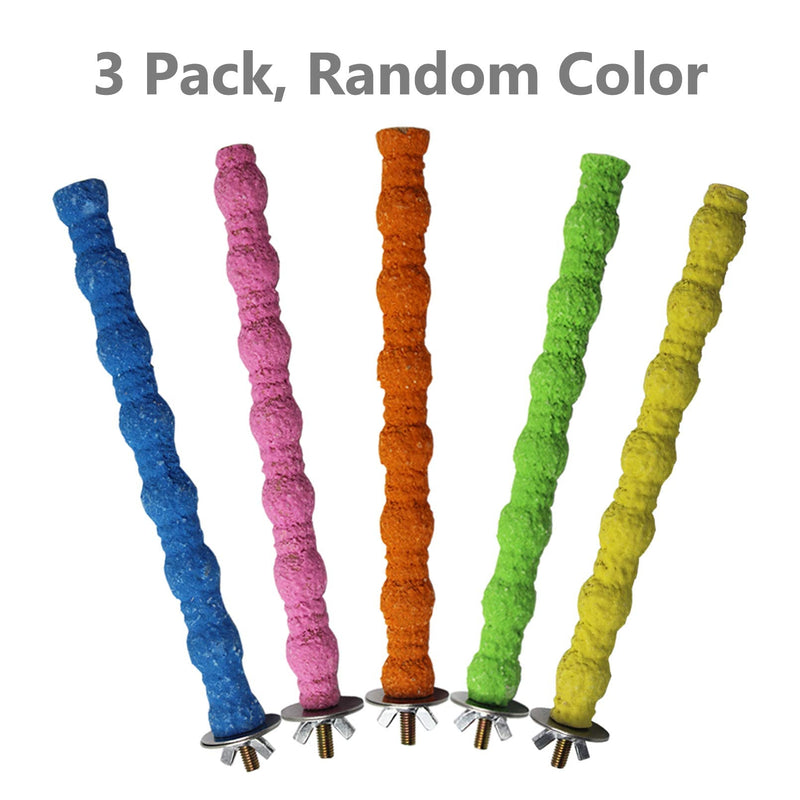 kathson Bird Perch Parrot Stand Cage Accessories Natural Wooden Stick Paw Grinding Rough-surfaced Chew Toy for Cockatiels,Cockatoo,Lorikeet,Conure,Parakeet 3 Pack (Random Color) - PawsPlanet Australia