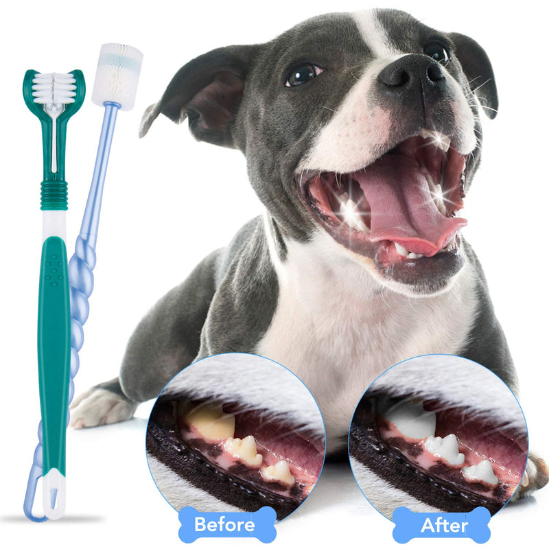 INPHER Dog Toothbrushes,10 PCS Tooth Cleaner Triple Head Toothbrush 360 Degree Toothbrushes Soft Silicone Finger Toothbrushes Dental Brushes Kit for Dog Cat Pet Dental Care Clean Mouth - PawsPlanet Australia