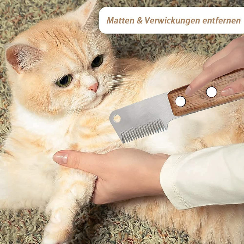 Pet Hair Removal Comb for Dogs Grooming Coat Stripping Knife for Dogs & Pets, Pluck Excess Undercoat Accessories Wooden Handle Grip and Stainless Steel Blade for Trim And Comb The Matted Or Knotted Undercoat Knots & Tangles - PawsPlanet Australia