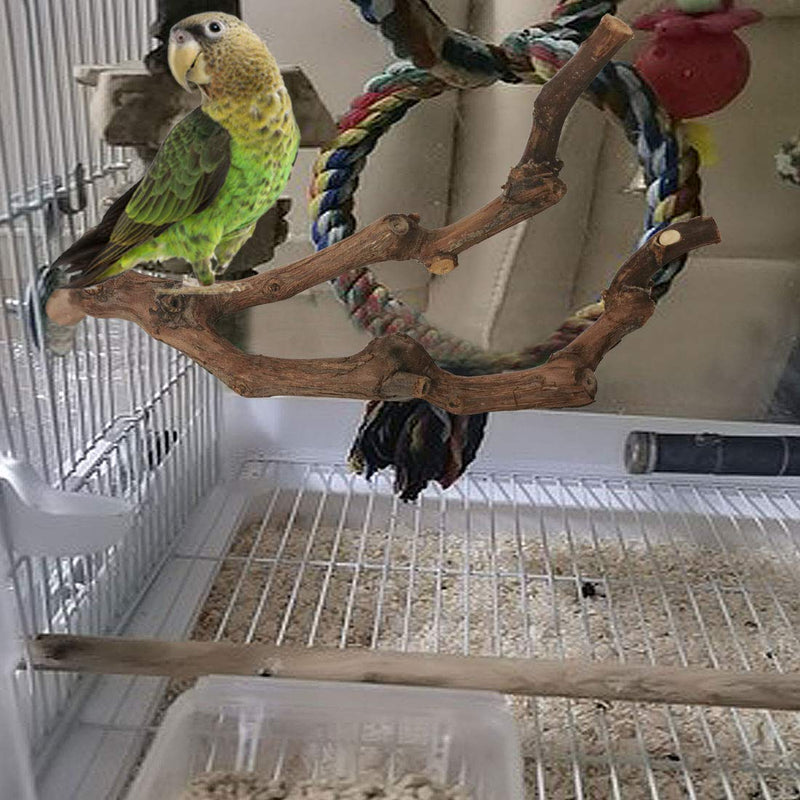 [Australia] - PINVNBY Natural Parrot Perch Bird Grape Standing Pole Stick Wild Paw Grinding Fork Parakeet Climbing Branches Toy Chewable Cage Accessories for Small Budgies Lovebirds 