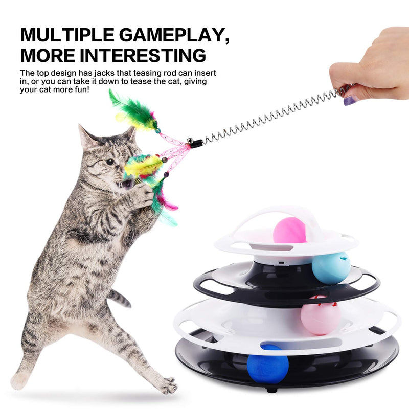Cat toy self-employment, cat toy intelligence with glowing ball and catnip ball, cat toys with feather stick, cat toys kitten toy removable black and white - PawsPlanet Australia
