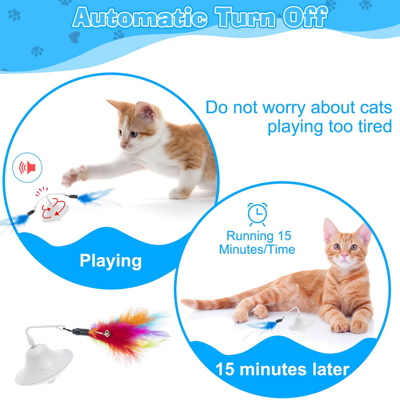 KOOLTAIL Automatic Interactive Cat Toys with Bird Sound - Robotic Cat Self Rotating Peg-Top Teaser Toy for Indoor Cats, 4 Attached Feathers with Bell and Catnip - PawsPlanet Australia