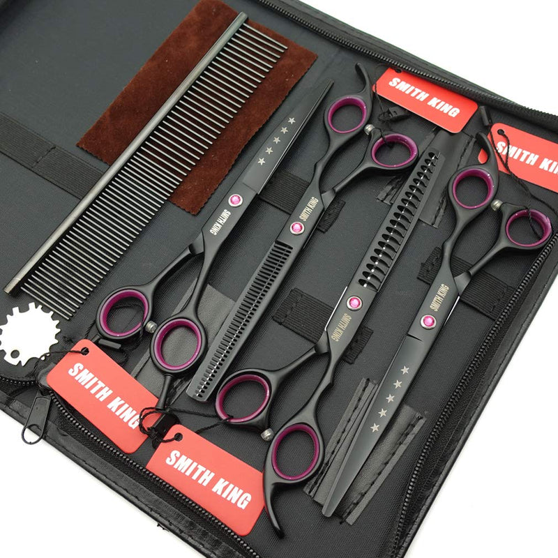 7.0 inches Professional Dog Grooming Scissors Set Straight & thinning & Curved & chunkers with Comb in 1 Set - PawsPlanet Australia