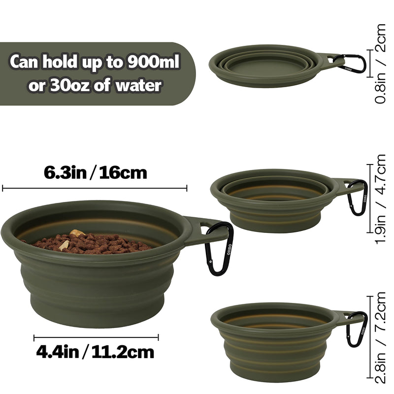 OHMO Collapsible Large Dog Bowl, 900ml, Portable Pet Feeding Bowl with Carabiner for Medium to Large Pets, Sturdy, Lightweight, Unique Designed, Great for Indoor Outdoor Travel (Camouflage Green) Camouflage Green - PawsPlanet Australia