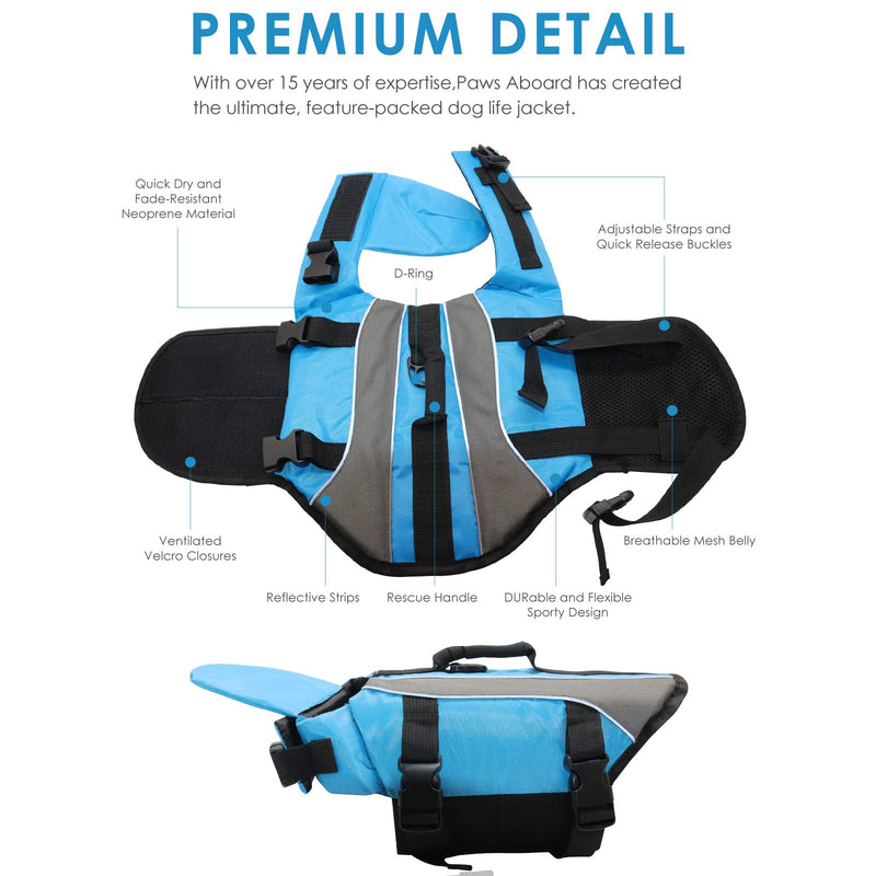 WEARTER Dog Life Jacket with Extra Padding, Reflective & Adjustable Safty Vest, Swimsuit Dog Preserver for Water Safety X-Small Blue - PawsPlanet Australia