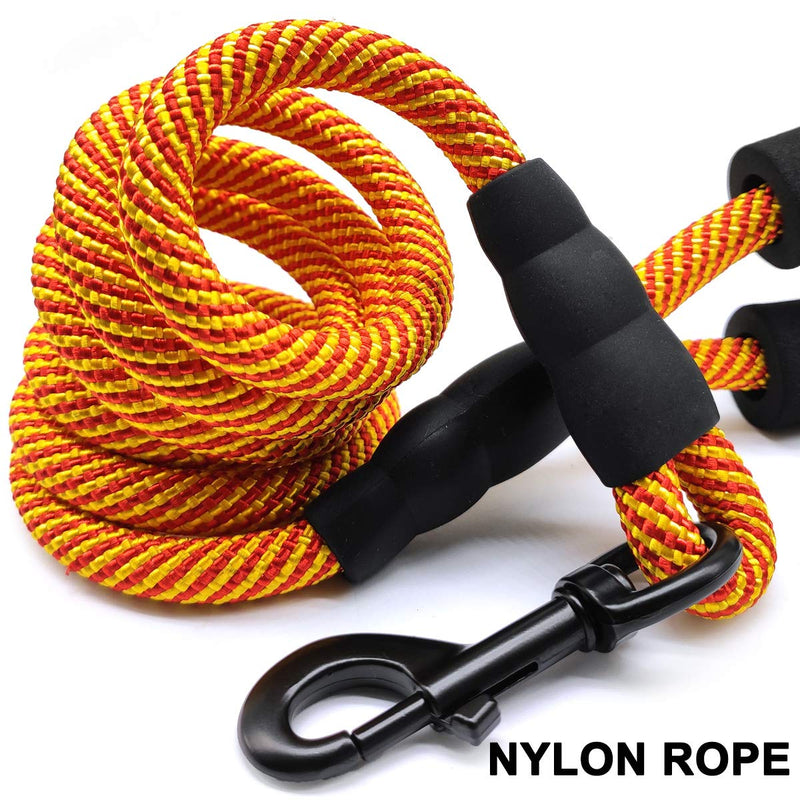 MayPaw Heavy Duty Rope Dog Lead, 6 FT/8 FT Nylon Pet Leash, Soft Padded Handle Thick Lead Leash for Large Medium Dogs Small Puppy 1/2" * 6' orange - PawsPlanet Australia