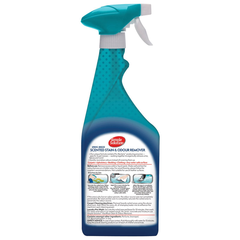 Simple Solution Pet Stain and Odour Remover | Enzymatic Cleaner with Pro-Bacteria Cleaning Power |Spring Breeze Spring Breeze - PawsPlanet Australia