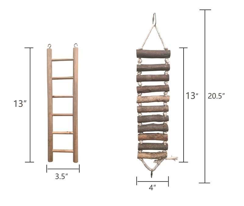 Natural Wooden Ladder Rope Ladder for Small and Medium Birds,Parrot Ladder Bridge Climbing Toy - PawsPlanet Australia